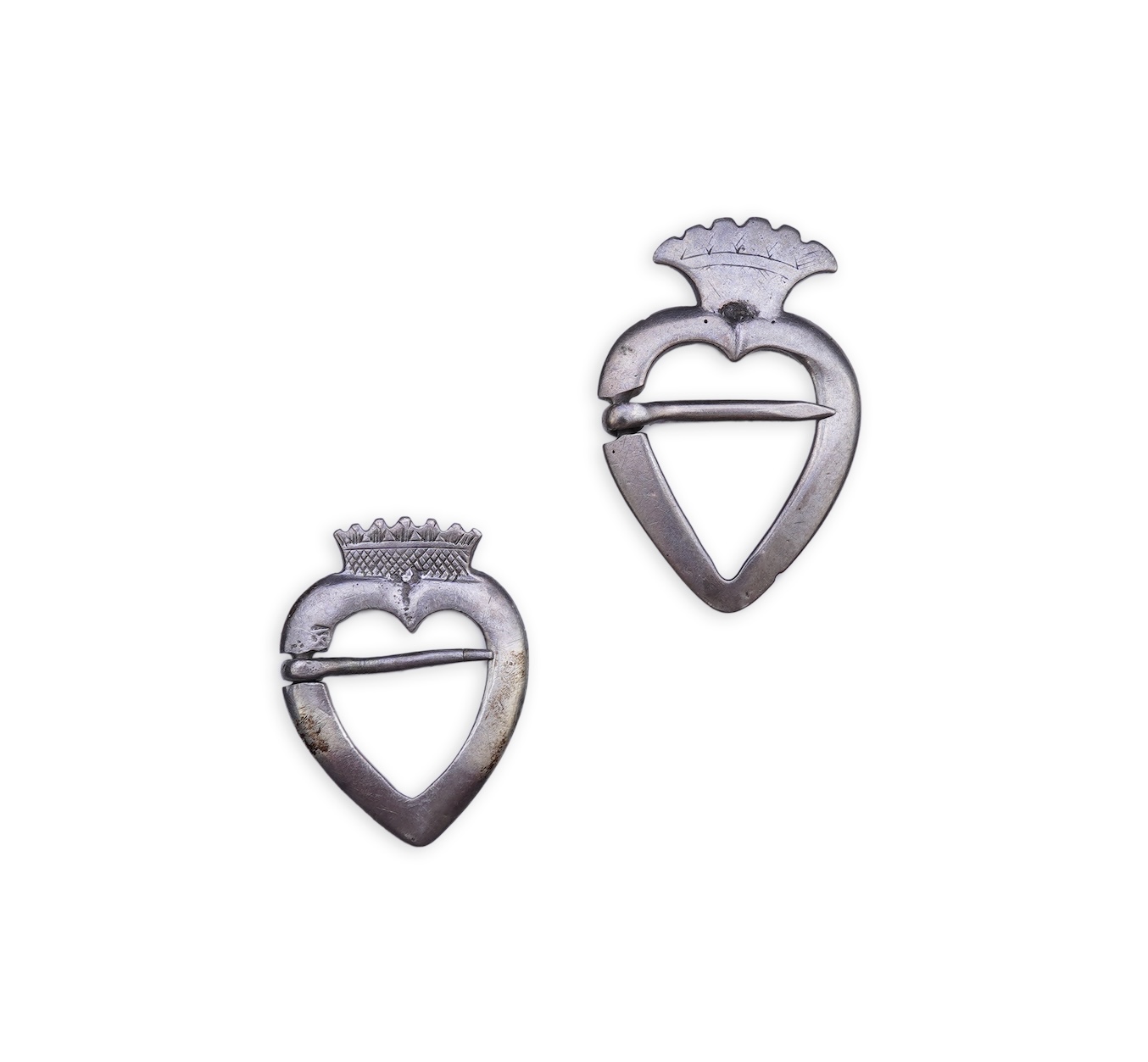 Two Scottish 'Luckenbooth' brooches, 18th century